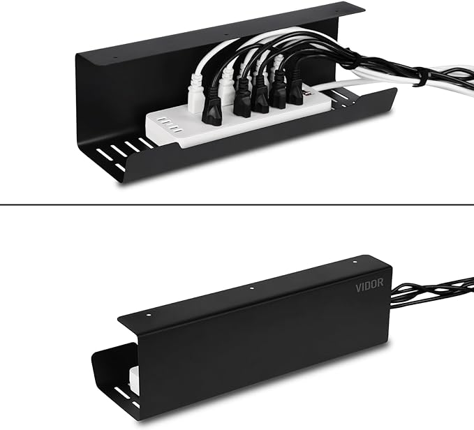 VIDOR Under Desk Cable Management Tray 1-Pack, No Drill Alloy Steel, Wire - Image 4