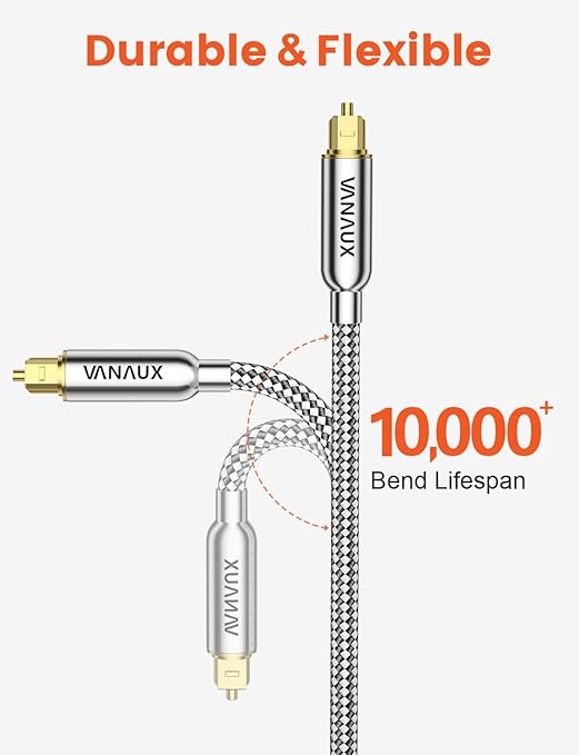 VANAUX Digital Optical Audio Cable 15FT S/PDIF Toslink Cable Fiber Optic Cable - Image 5