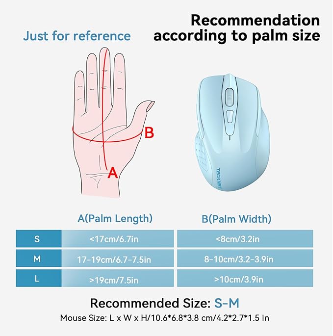 TECKNET Wireless Mouse Silent 4800 DPI Computer USB A & Bluetooth Mouse 6 - Image 3