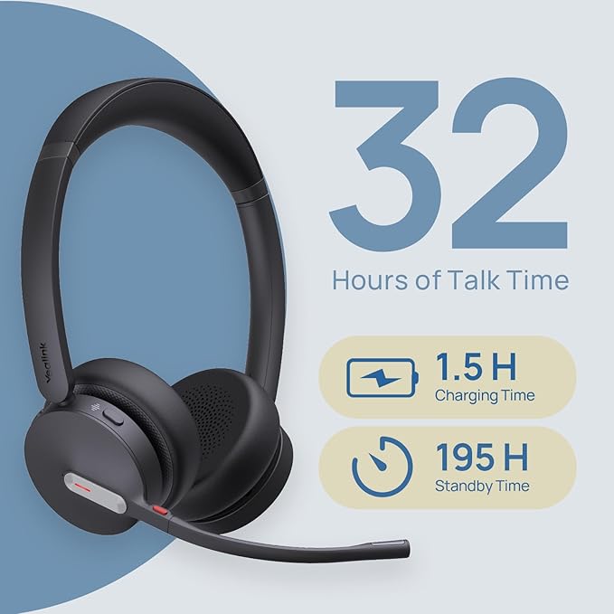 Yealink WH64 Dual UC DECT & Bluetooth Wireless Headset, 606ft Range, Zoom - Image 4