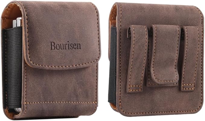 Universal Phone Holster Phone Pouch Case Belt Clip Belt Loops Card Slot Faux by Bourisen