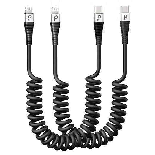 USB Type C to Lightning Cable 3FT 2Pack, Coiled iPhone Charger Fast Charging by PRAKIE