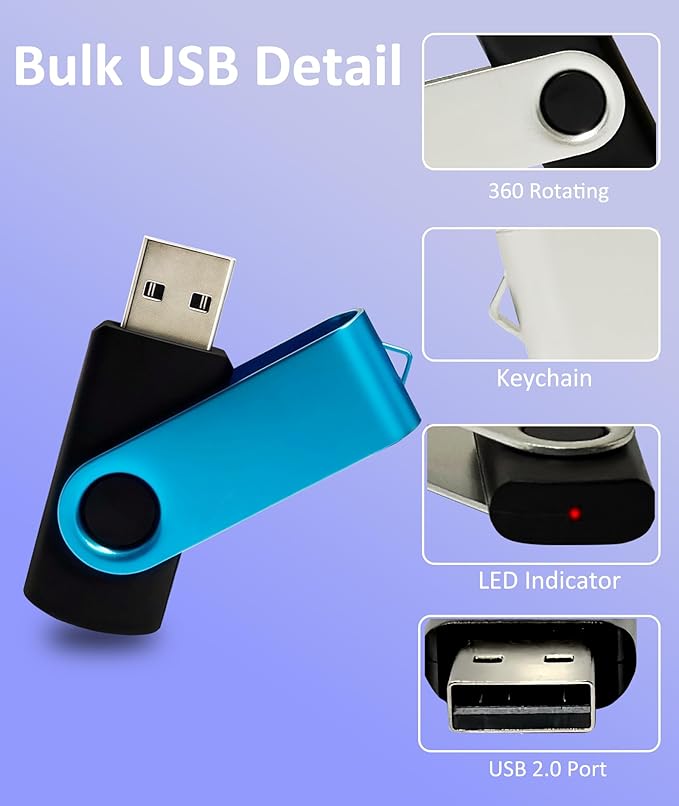 4GB USB Flash Drive 10 Pack, Nicepicten USB 2.0 Thumb Drives Zip Drive USB 4GB - Image 6