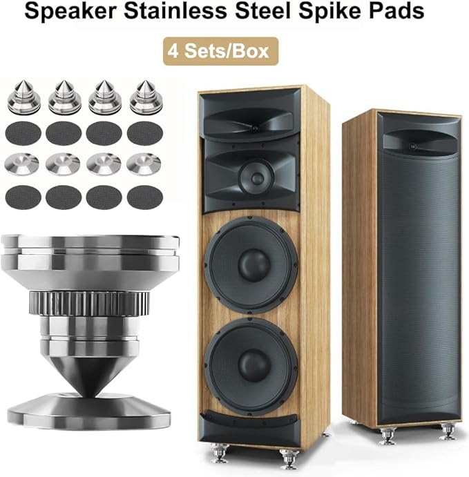 4 Sets Speaker Isolation Stand Feet, Stainless Steel Speaker Base Pads - Image 6