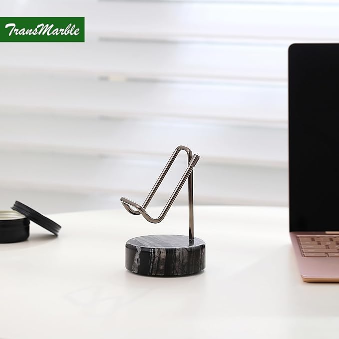 Marble Phone Stand with Metal Holder, Charging Available While Using, Swipe Up - Image 5
