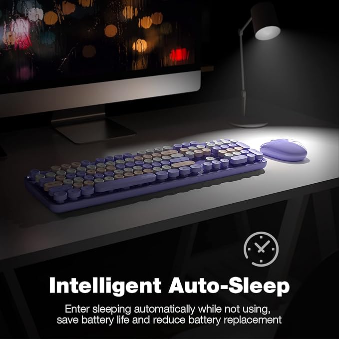 KNOWSQT Wireless Keyboard and Mouse Combo Purple Colorful - Image 4