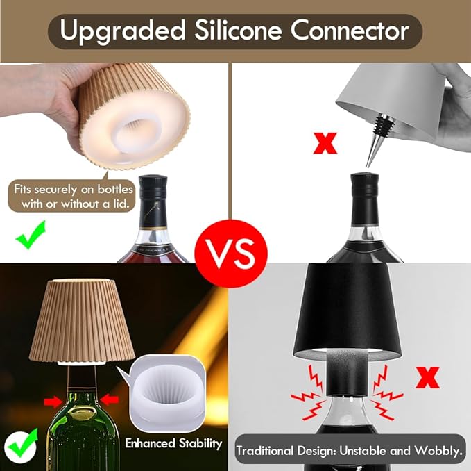 WILIT Wireless Lamp Shades for Table Lamps, 3-Level Brightness Wine Bottles Lamp - Image 2