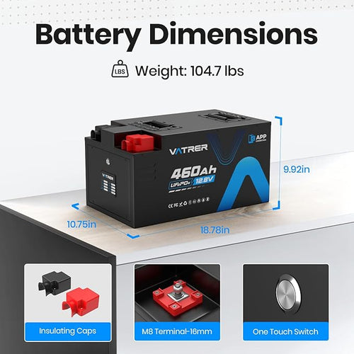 12.8V 460Ah Low Temp Cutoff LiFePO4 RV Battery, APP Monitoring, Built-in 300A - Image 2