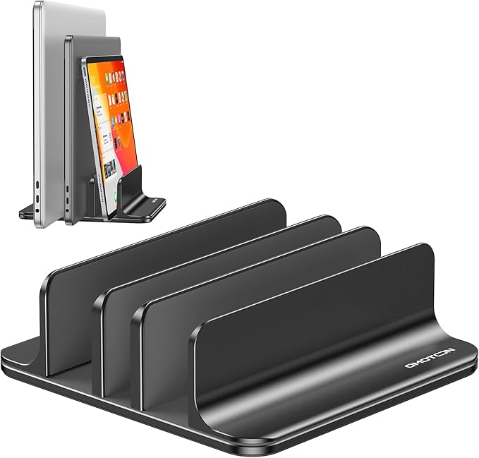 OMOTON 3-Slot Vertical Laptop Stand, Desktop Aluminum Stand by OMOTON