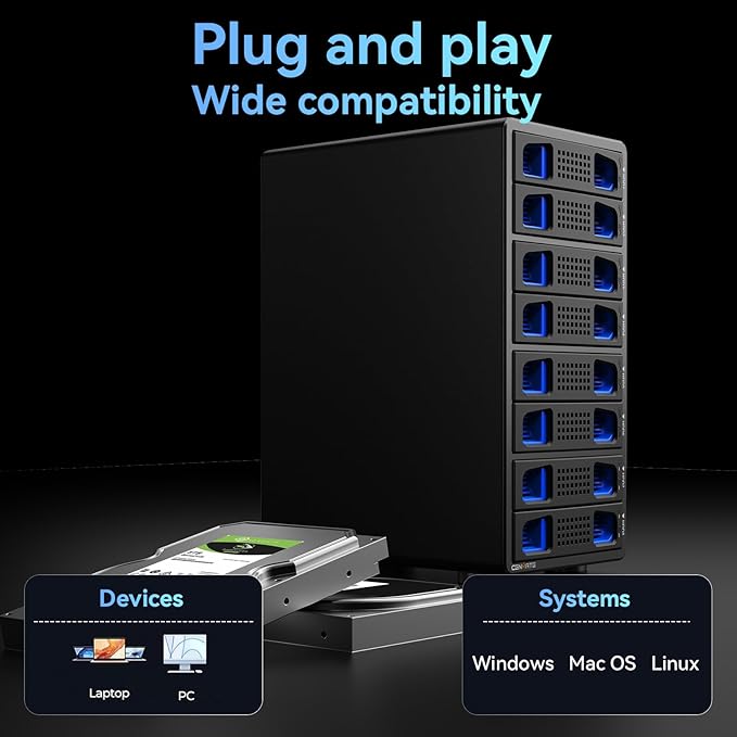 Aluminum 8 Bay 10Gbps Hard Drive Enclosure - Image 6