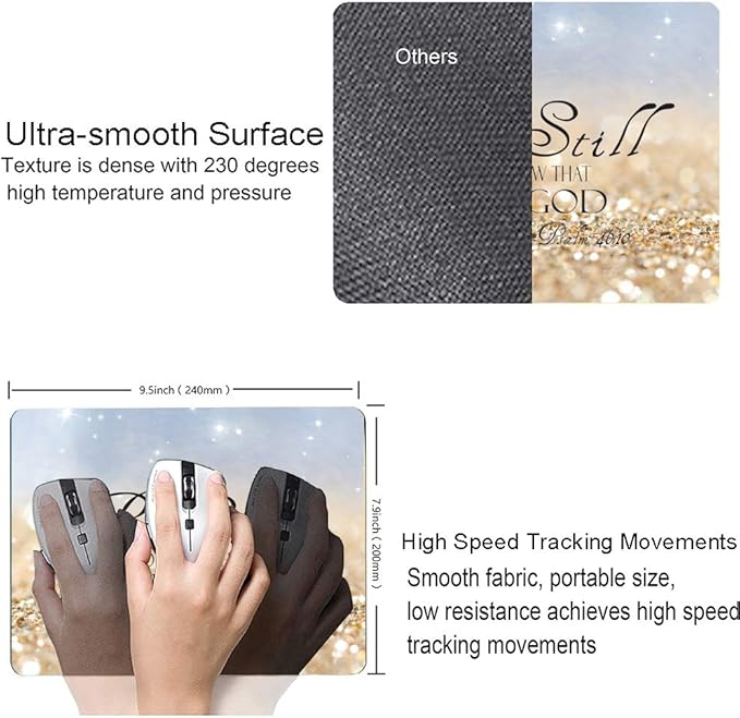 Christian Bible Verses Square Waterproof Mouse Pad Non-Slip Rubber Base - Image 3