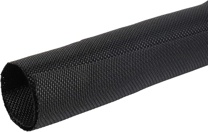 Black Braided Cable Management Sleeves Wire Loom Tubing Cord Protector by BuyUneed