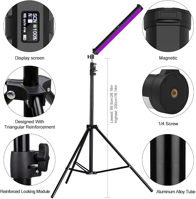 RGB Photography Light Wand Stick, 360° Full Color Portable LED Lighting Wand - Image 8