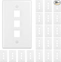 FGB 3-Port Keystone Wall Plate 20-Pack, Low-Profile Single Gang Wall Plates by FGB
