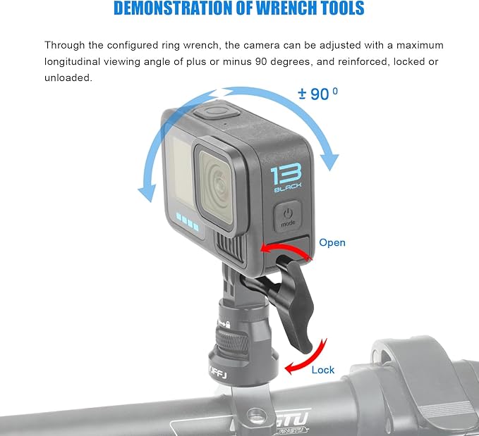 Bike Handlebar Mount for GoPro, 360 Degree Aluminium Alloy Motorbikes Round - Image 5