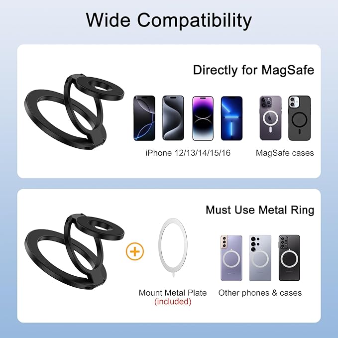 3-Fold Magnetic Phone Ring Holder, Double-Sided MagSafe Phone Grip & Stand - Image 4