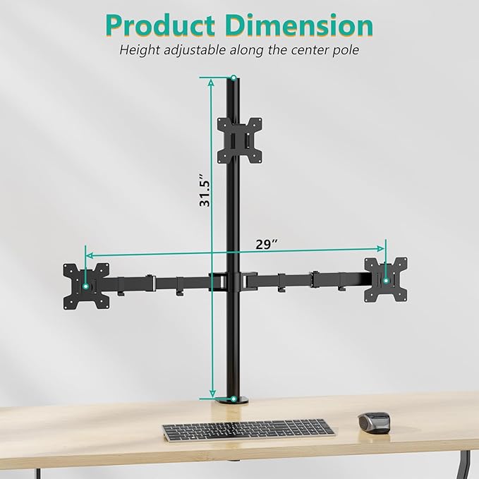 WALI Triple Monitor Mount for 13-27 inch Computer Screens, 3 Monitor Desk Mount - Image 6