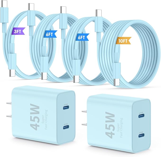 Super Fast Samsung Charger Type C, 45W Dual Port USB C Fast Charger Block & by QZIIW