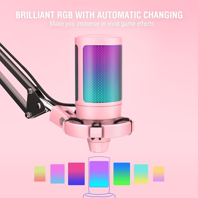 FIFINE Gaming USB Microphone Kit, PC Streaming Recording Computer RGB - Image 3