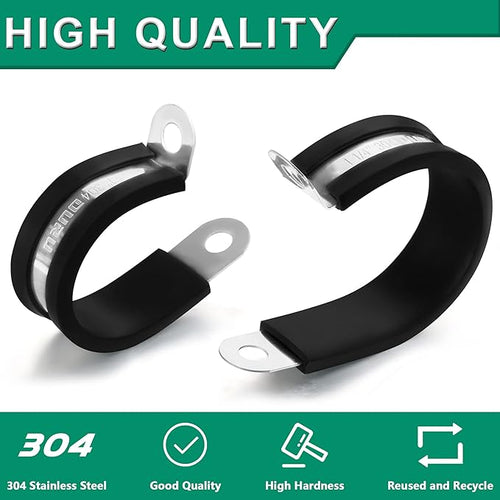 100PCS Cable Clamps 3/16 Inch 304 Stainless Steel Cable Clamps Rubber Coated - Image 2