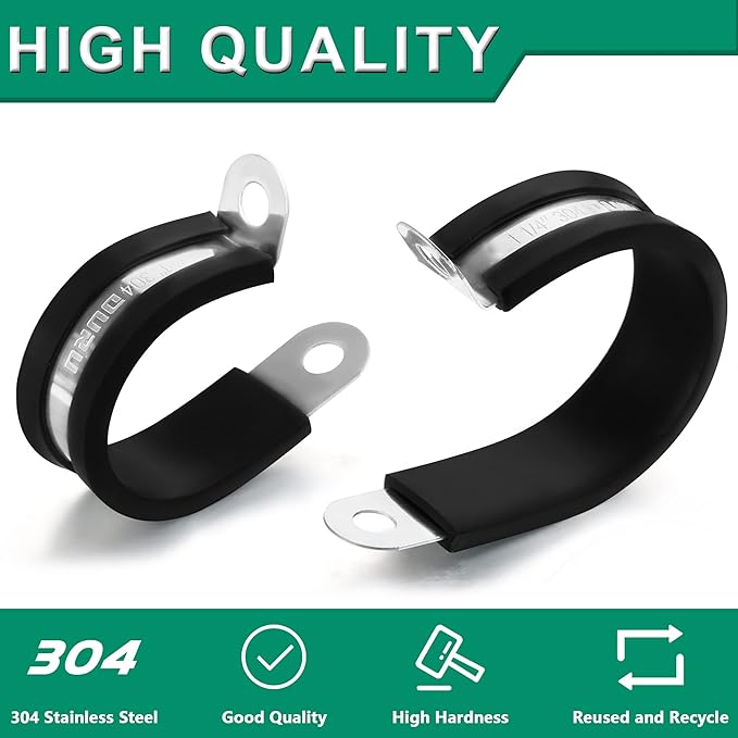 20pcs 3/4 Inch Stainless Steel Cable Clamps, Rubber Coated Cushioned Insulated - Image 5