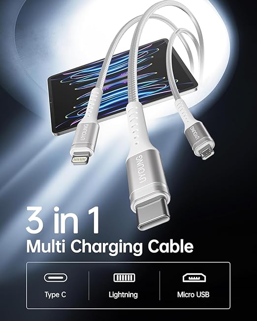 Multi Charging Cable 2Pack 6FT, 3 in 1 Charger Cable Braided Universal Phone - Image 2
