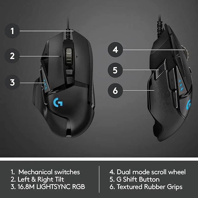 Logitech G502 HERO High Performance Wired Gaming Mouse, HERO 25K Sensor - Image 5