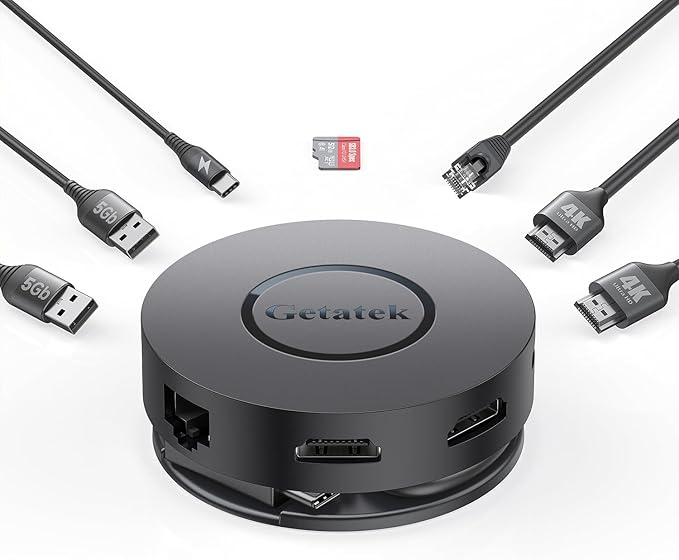 USB C Hub, 7 Ports Type C Multiport Adapter by Getatek