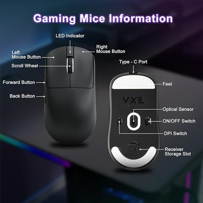 R1 SE+ Gaming Mouse, 18000 DPI, High-Precision PAW3395 SE Sensor, 55g - Image 7