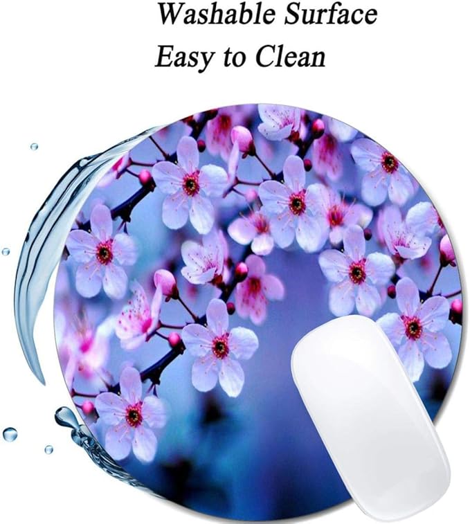Beautiful Flowers Mouse Pad Round Non-Slip Rubber Mousepad Laptop Office - Image 3