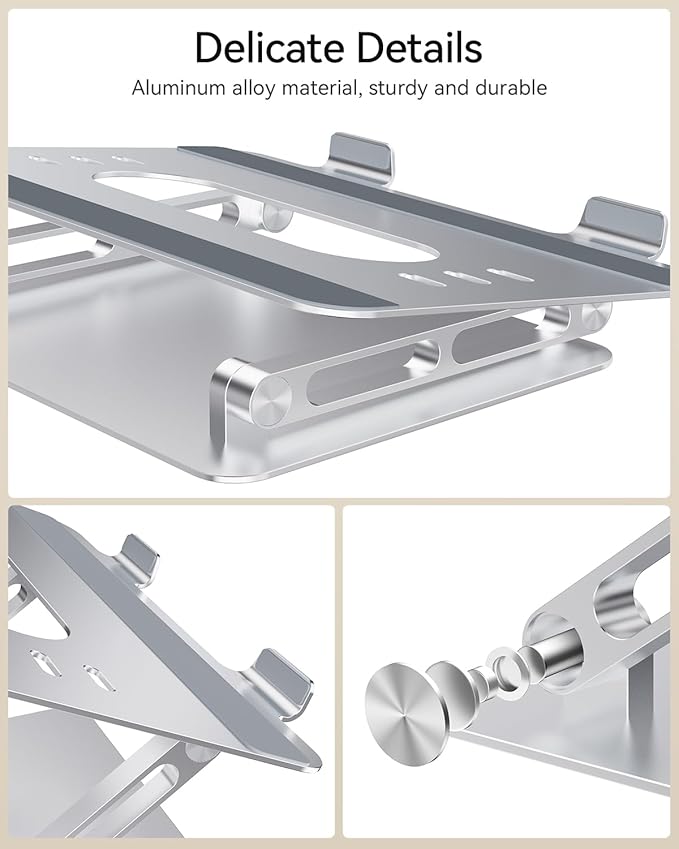 Foldable Aluminum Laptop Stand for 10-17.3" Laptops, Height Adjustable Portable - Image 7