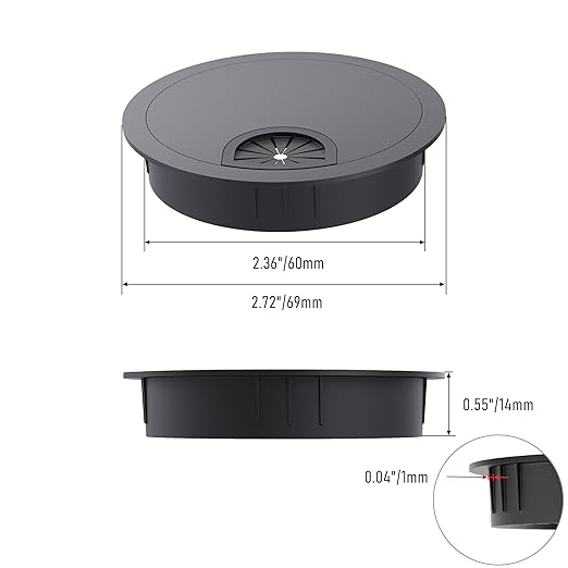 2 Pack Desk Grommet 2-3/8 Inch 60mm, Zinc Alloy Computer Desk Wire Hole Cover - Image 2