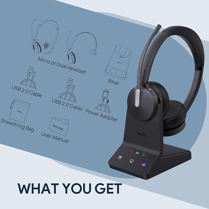 Yealink WH64 Dual UC DECT & Bluetooth Wireless Headset, 606ft Range, Zoom - Image 7