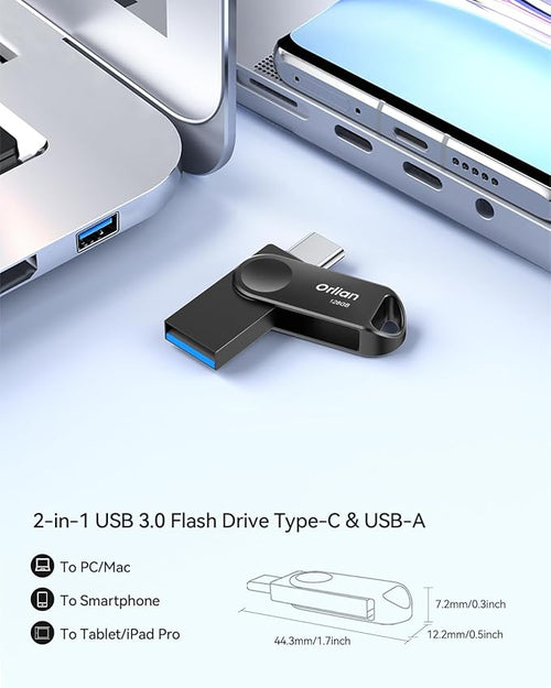 128GB 2-Pack USB C Flash Drive, Dual Drive USB 3.0 and Type C Thumb Drive Up to - Image 2
