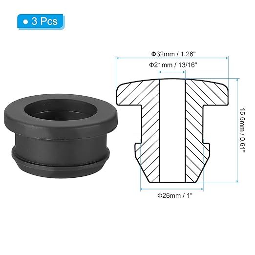 PATIKIL 26mm / 1 Inch Drill Hole, 13/16 Inch ID Rubber Grommets - Image 2