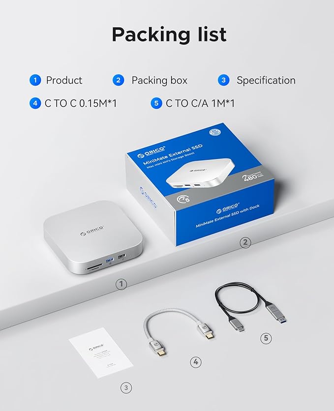 ORICO MiniMate SE Mac mini M4 512GB Storage & Docking Station, External SATA - Image 8