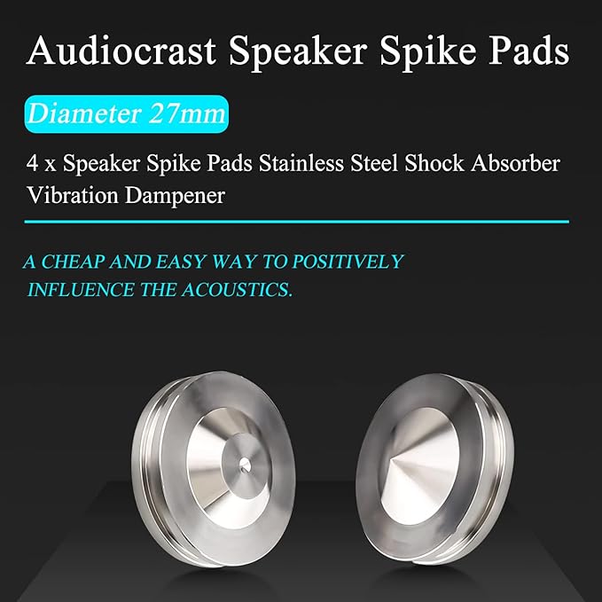 Audiocrast 4X HiFi Speaker Spikes, Isolation Stand Feet Pad, Stainless Steel - Image 3
