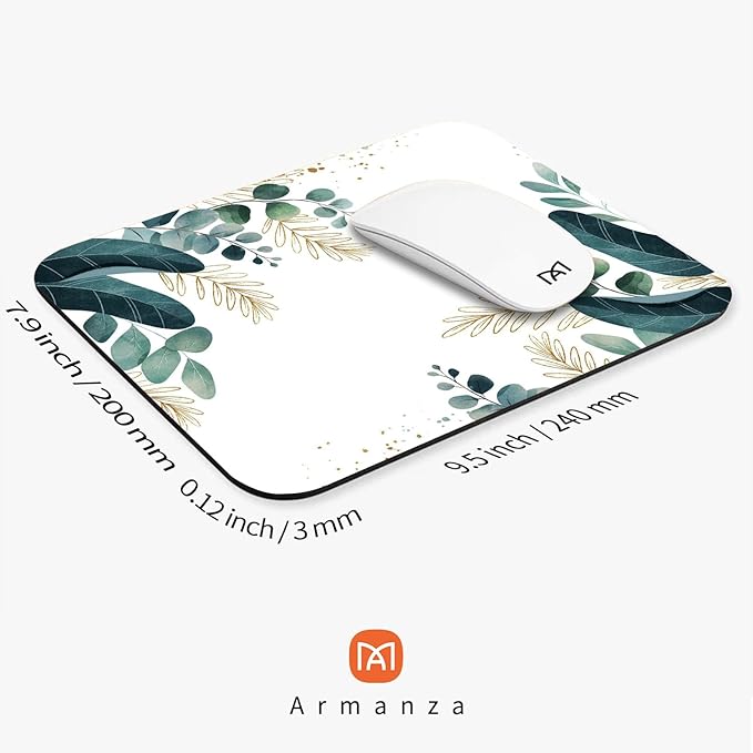 Square Mouse Pad Green Leaves, Personalized Premium-Textured Custom Mouse Mat - Image 2