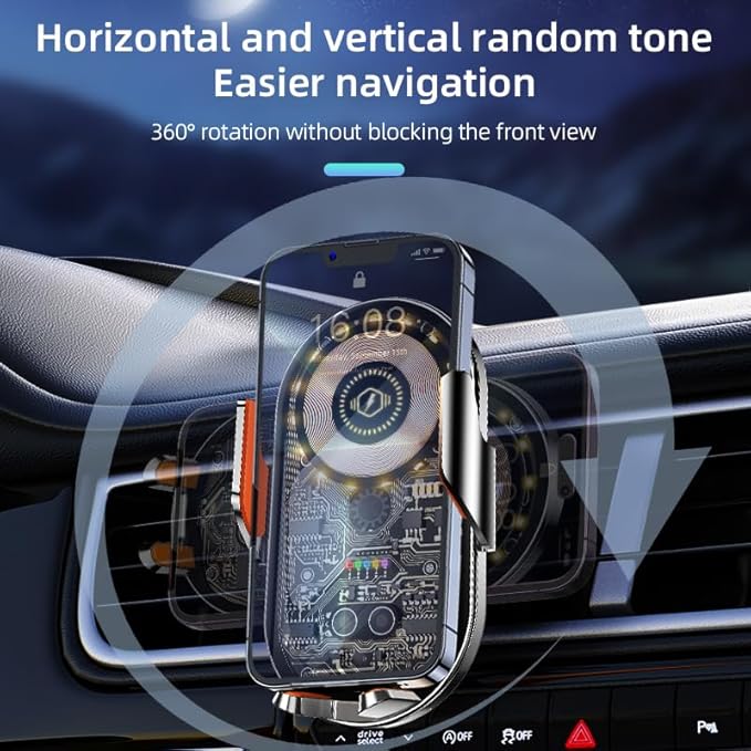 Wireless Car Charger, 15W Fast Charging Auto-Clamping Car Charger Phone Mount - Image 7