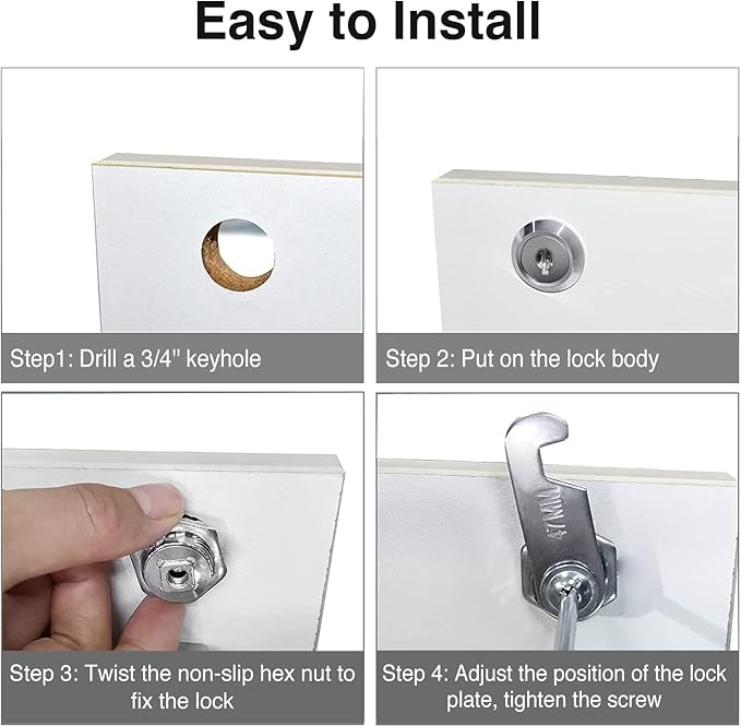 Cam Locks Keyed Alike, Secure File Drawer Mailbox RV Storage Replacement Set - Image 4