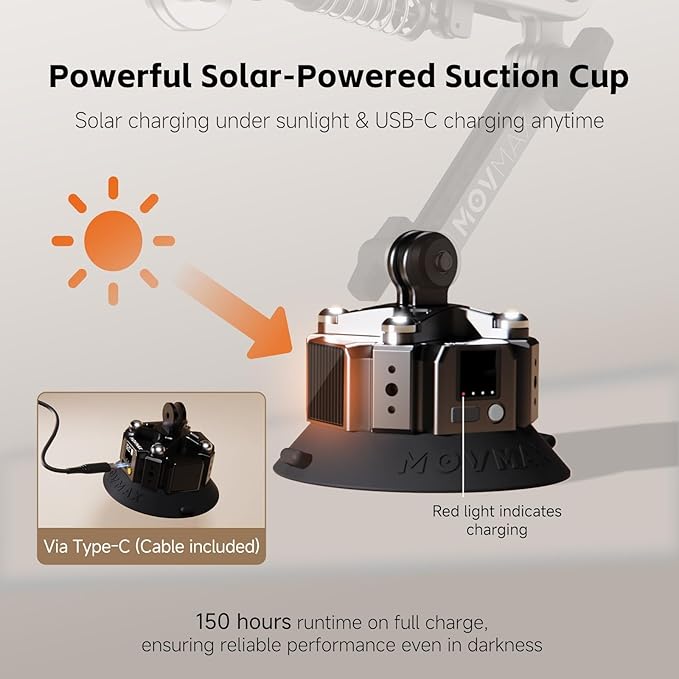 MOVMAX Blade Arm Solar Powered Electronic Suction Kit, Shock Absorber Arm Car - Image 2