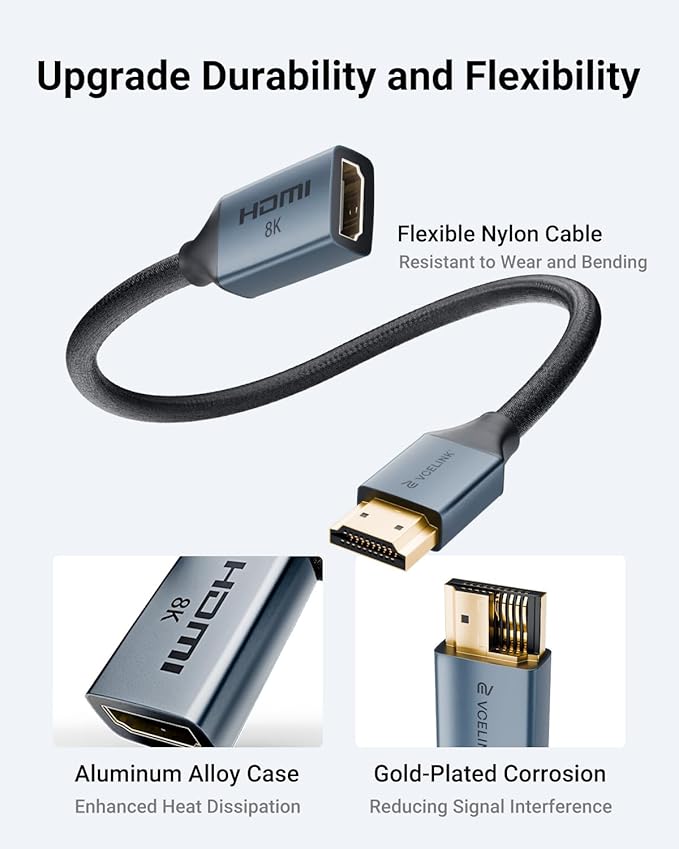 VCELINK 8K Short HDMI Extender Cable 0.6 FT Ideal - Image 6