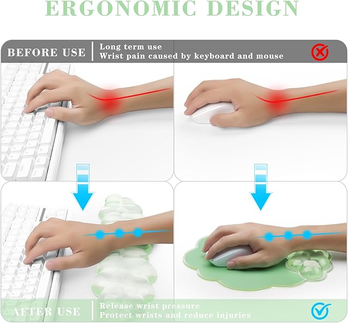 Gel Cloud Keyboard and Mouse Wrist Rest, Cute Wrist Support and Arm Support Rest - Image 2