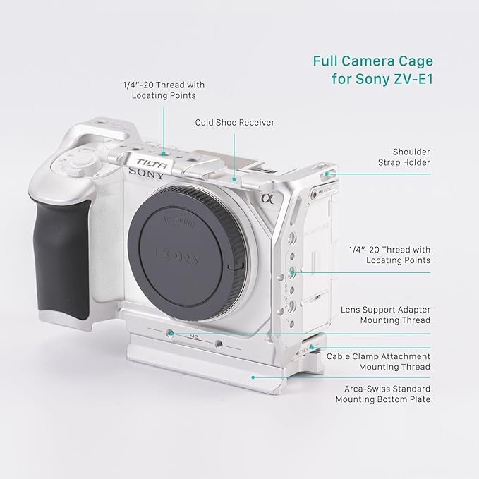 Tilta Full Camera Cage for ZV-E1 | Cold Shoe, NATO Rail, M3 and 1/4"-20 Threads - Image 9