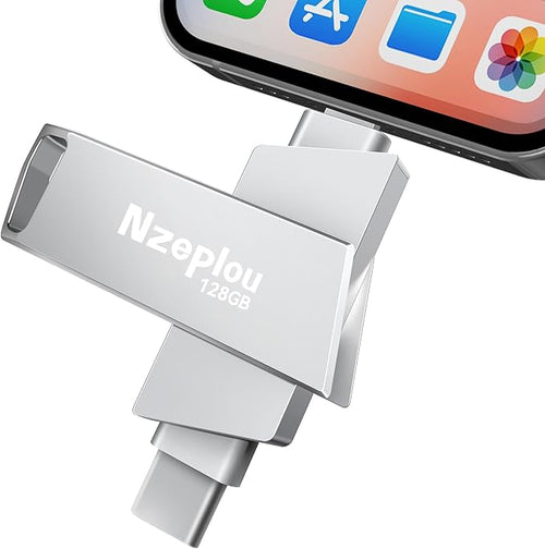 128GB Flash Drive for iPhone iPad, USB3.0 High-Speed Memory Stick No App Needed by Nzeplou-US