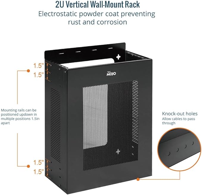 Tecmojo 2U Vertical/Horizontal Wall Mountable Server Rack, - Image 4