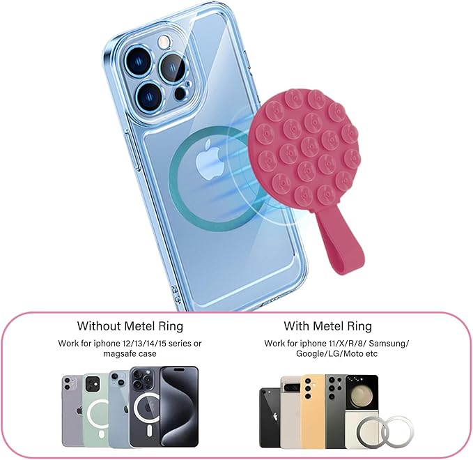 Magnetic Suction Cup Phone Mount, Silicone Suction Stand Holder, Compatible - Image 6