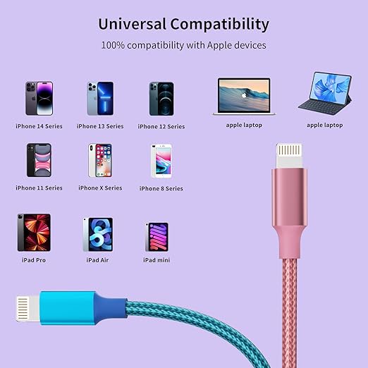 iPhone Charger, Charging Cable 4 Pack MFi Certified Nylon Braided USB to iPhone - Image 6