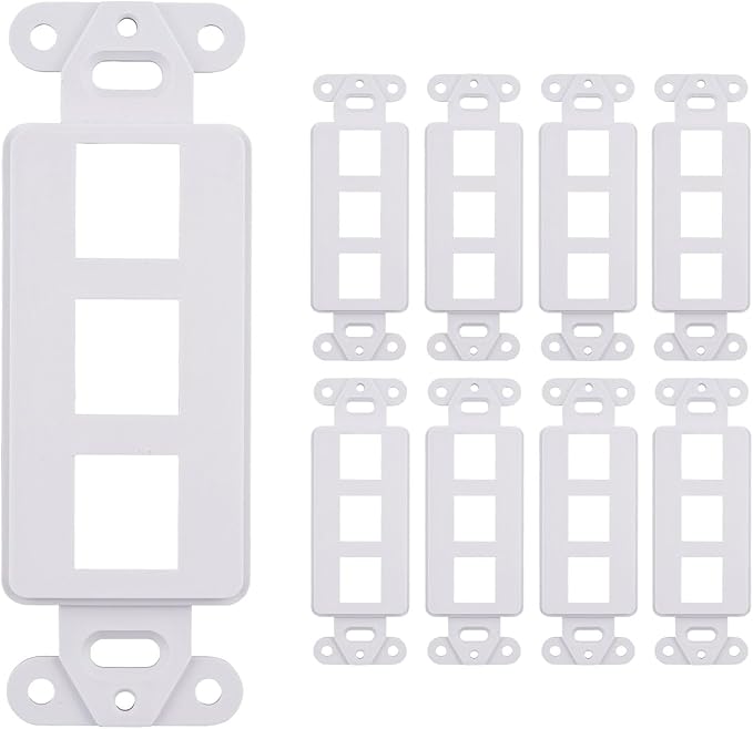 10 Pack Keystone Wall Plate 3 Port, Cat6 Cat5, Home & Office Installations by SATMAXIMUM