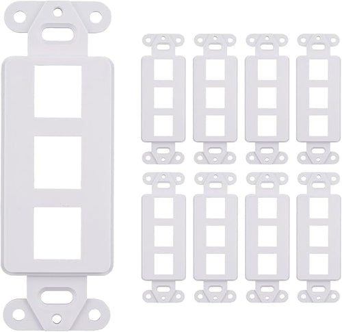 10 Pack Keystone Wall Plate 3 Port, Cat6 Cat5, Home & Office Installations by SATMAXIMUM